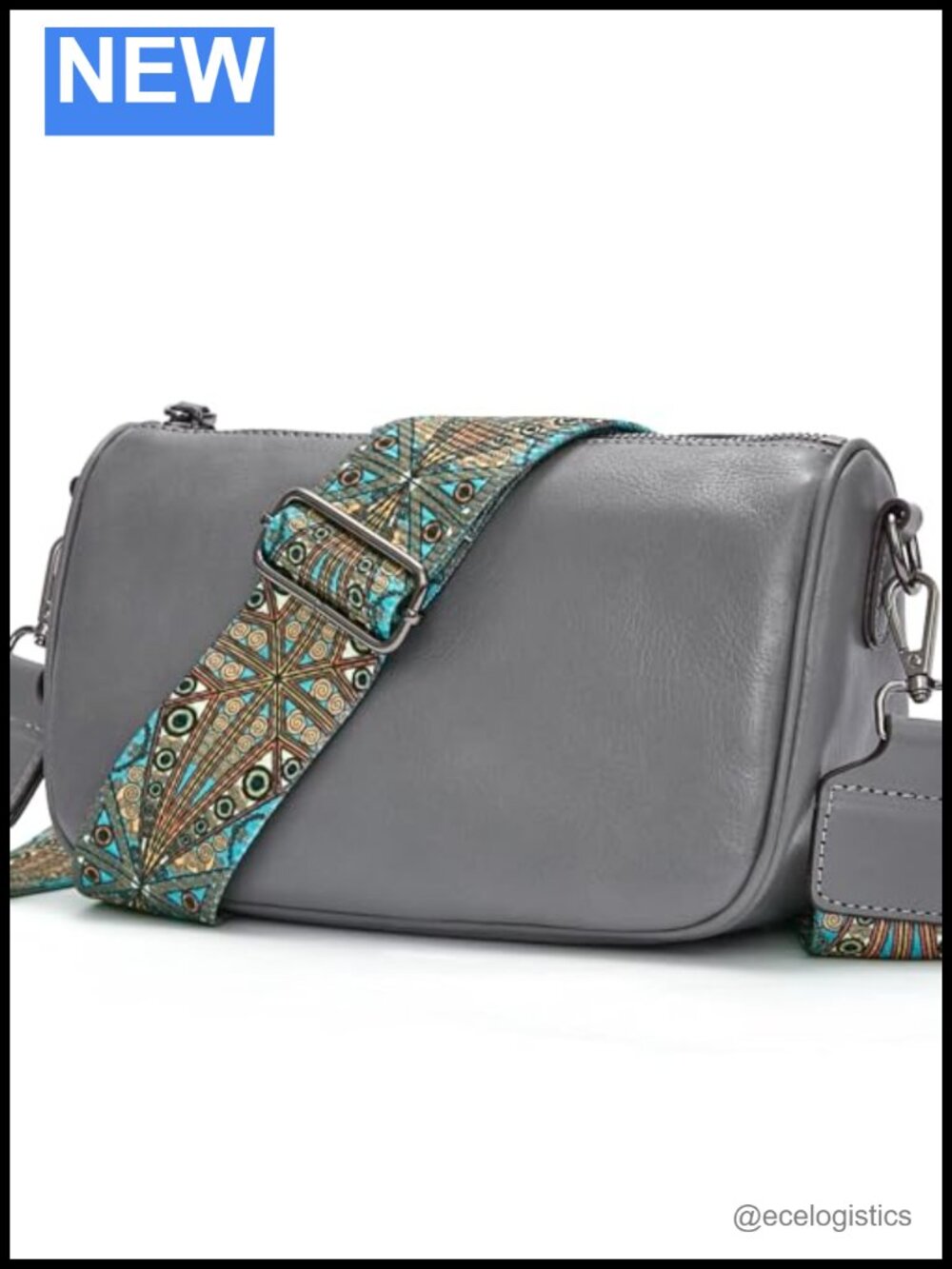 Genuine Leather Crossbody Bag for Women with Wide Strap